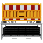 SET | with 20 panel fence | and 21 base plates | on storage and transport traverse | without lamp adapter | with red/white foil, type RA2/B | type of barrier NOX yellow